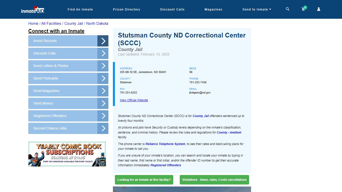 Stutsman County ND Correctional Center (SCCC) - Inmate Locator ...